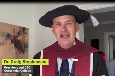 加拿大百年理工学院(Centennial College, CC)校长Craig博士向我校发来贺信