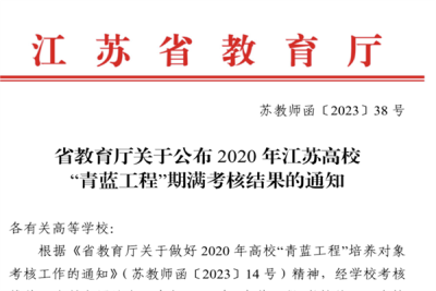 我校教师顺利通过江苏高校“青蓝工程”期满考核